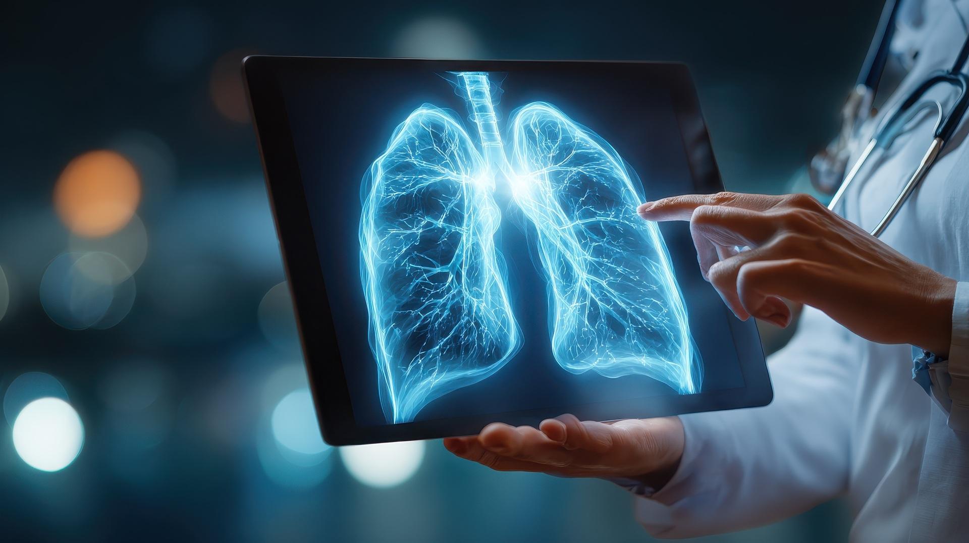 Digitale Lungenaufnahme auf Tablet bei Diagnose | medizinische Übersetzung